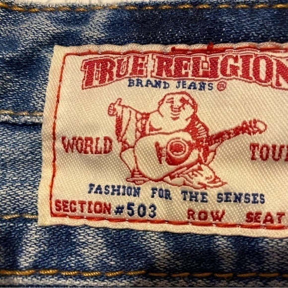 TRUE Religion Flare Distressed Jeans, vintage size 30, used condition, - Picture 6 of 9